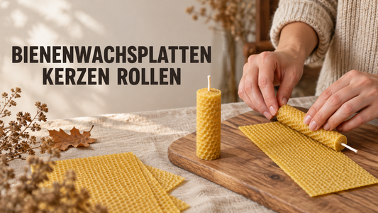 Bienenwachskerzen aus Bienenwachsplatten rollen