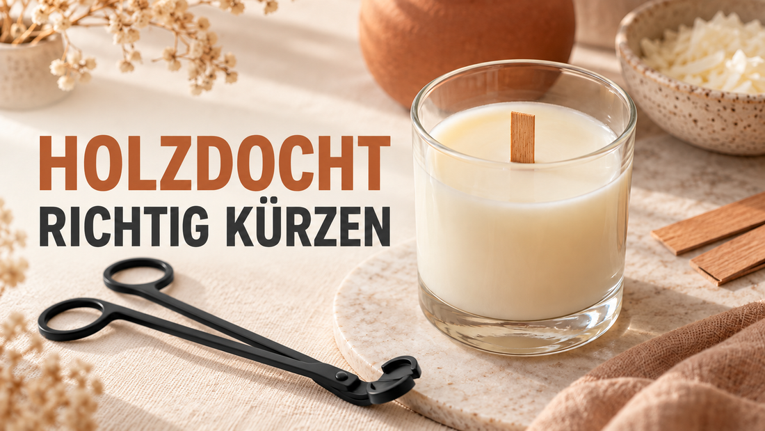 Holzdocht vor dem Anzünden einer Kerze richtig kürzen