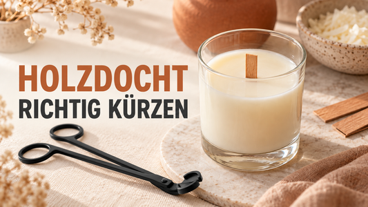 Holzdocht vor dem Anzünden einer Kerze richtig kürzen